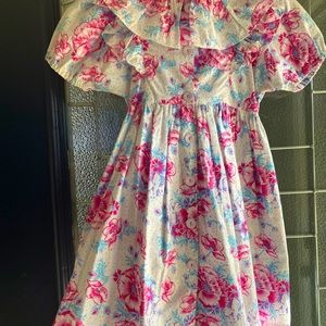 Vintage flower print dress for little girls
